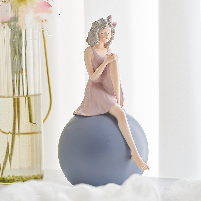 Cute Resin Bubble Girl Character Statue Model Ornaments Home Decoration