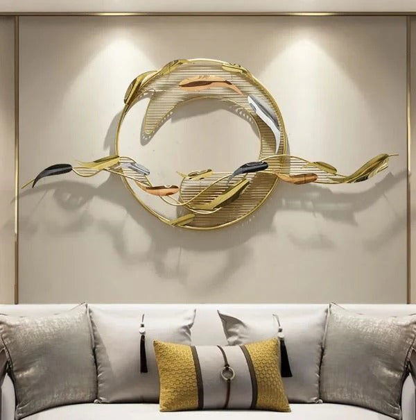 Fish Swing Circles Wall Decor 58*3*26