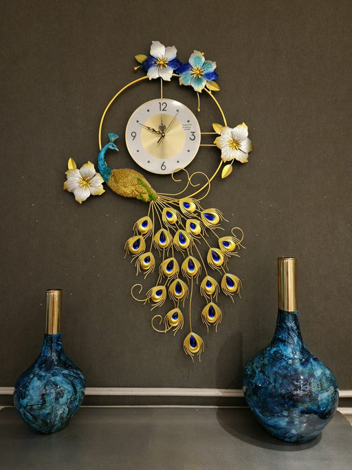 Flower Ring Peacock Clock 39*22