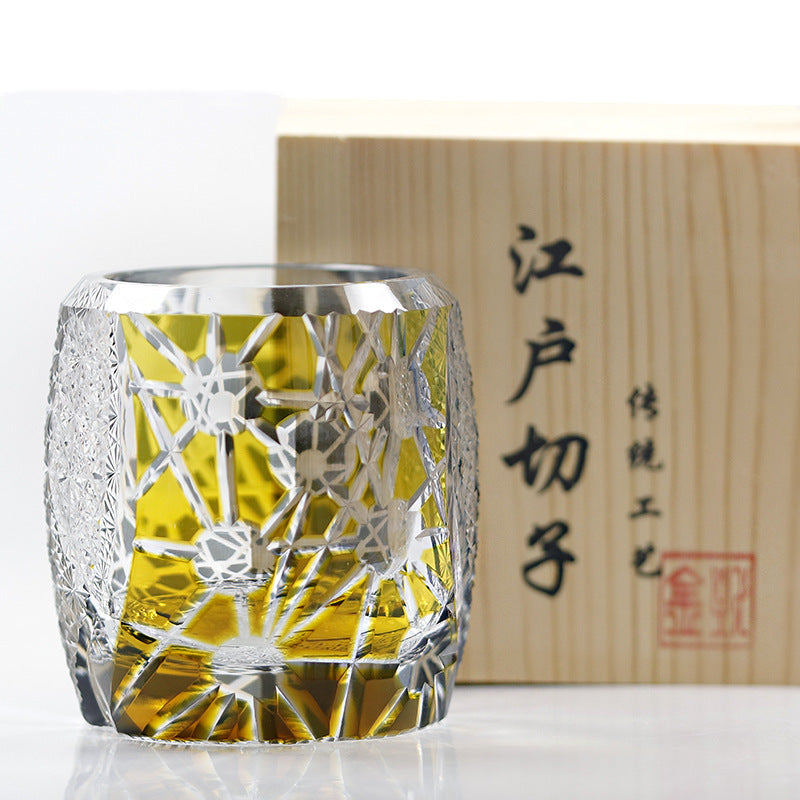🎁 Japanese-style Edo Cut Hand Carved Crystal Glass Whisky Tumbler Mild Luxury Retro (100% off)