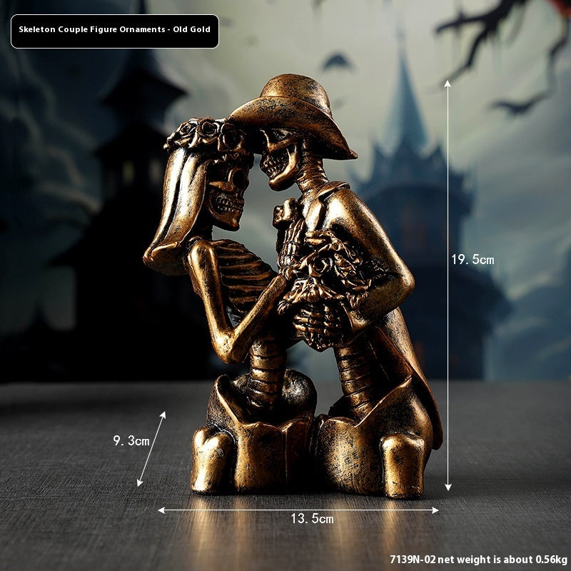 Couple Skull Resin Gothic Style Romantic Couple Ornament
