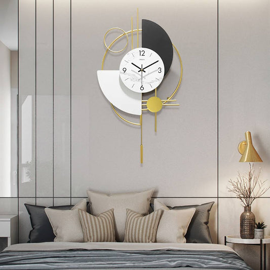 Black & White Clock With Golden Ring 16*30