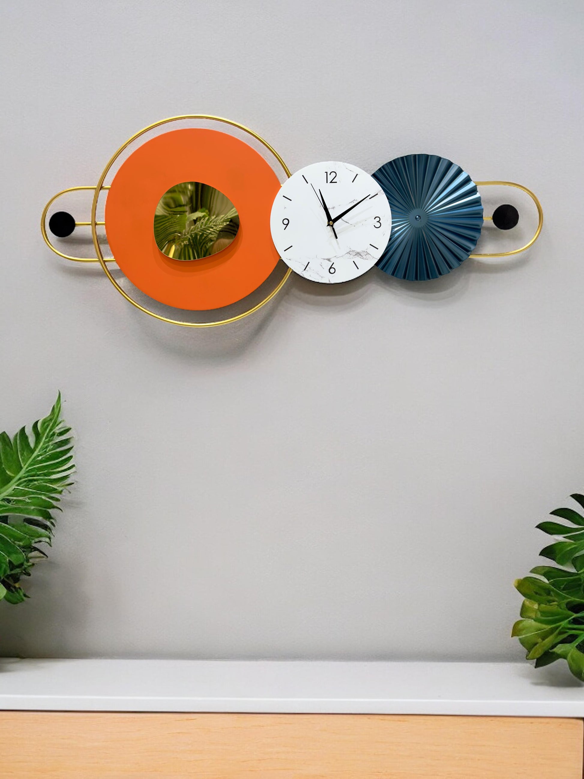 Horizontal Circle Clock Wall Decor 17*40