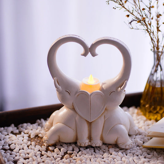 🎁 Couple Elephant Candlestick Decoration Resin Crafts (100% off)