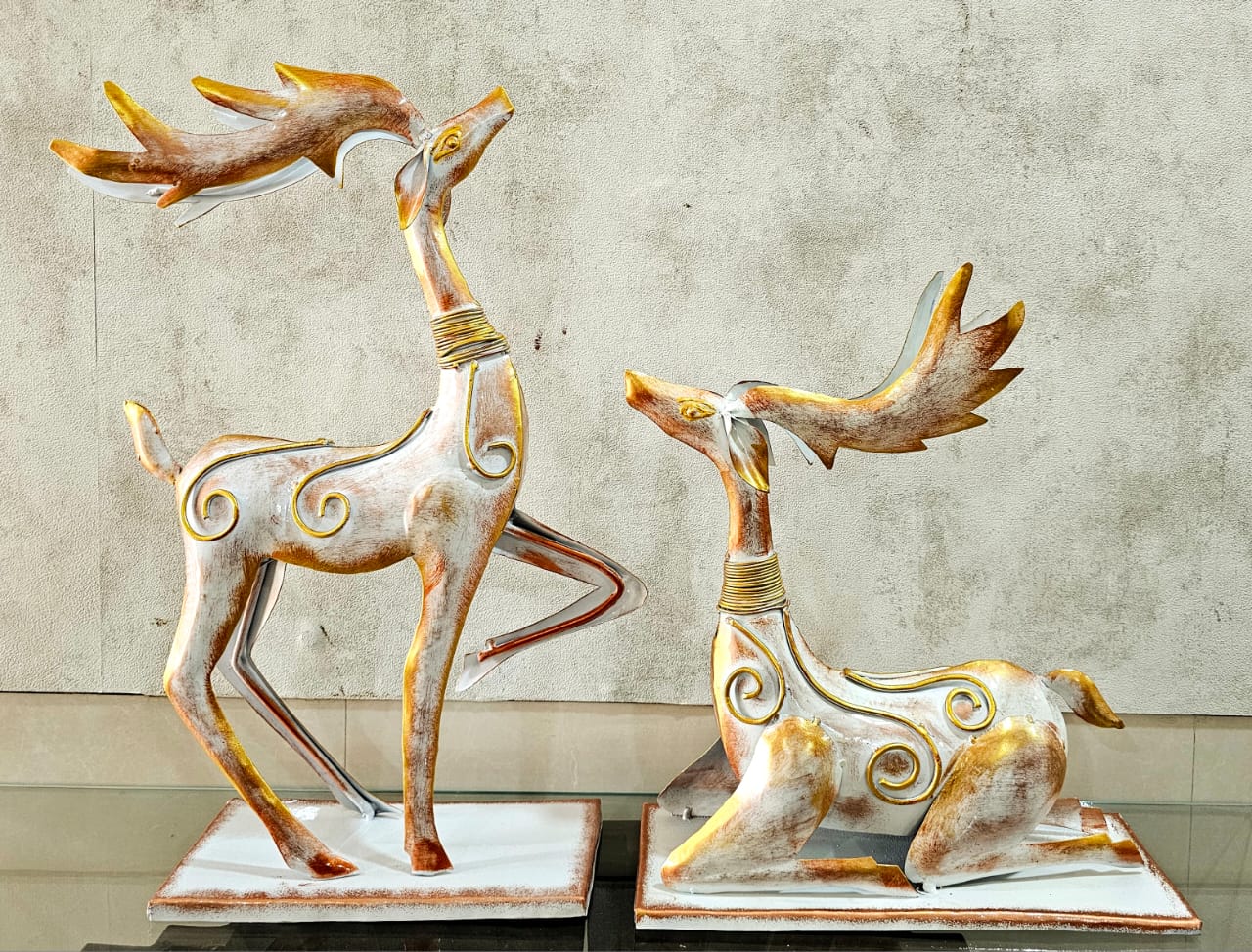 Metal Deer Pair Table Decor 19*14*5