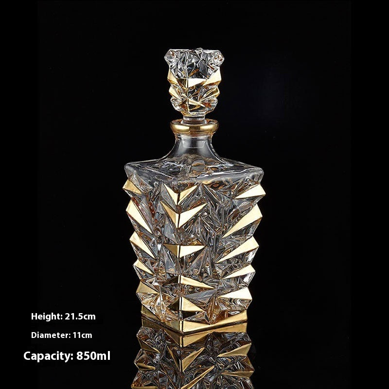 🎁 Luxury Gold Whiskey Shot Glass Wine Bottle Stainless Steel Rotating Cup Holder Gift Set Crystal Glass Wine Glass (100% off)