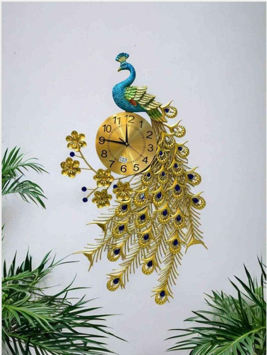 Peacock Clock With Flower Wall Decor 24*37