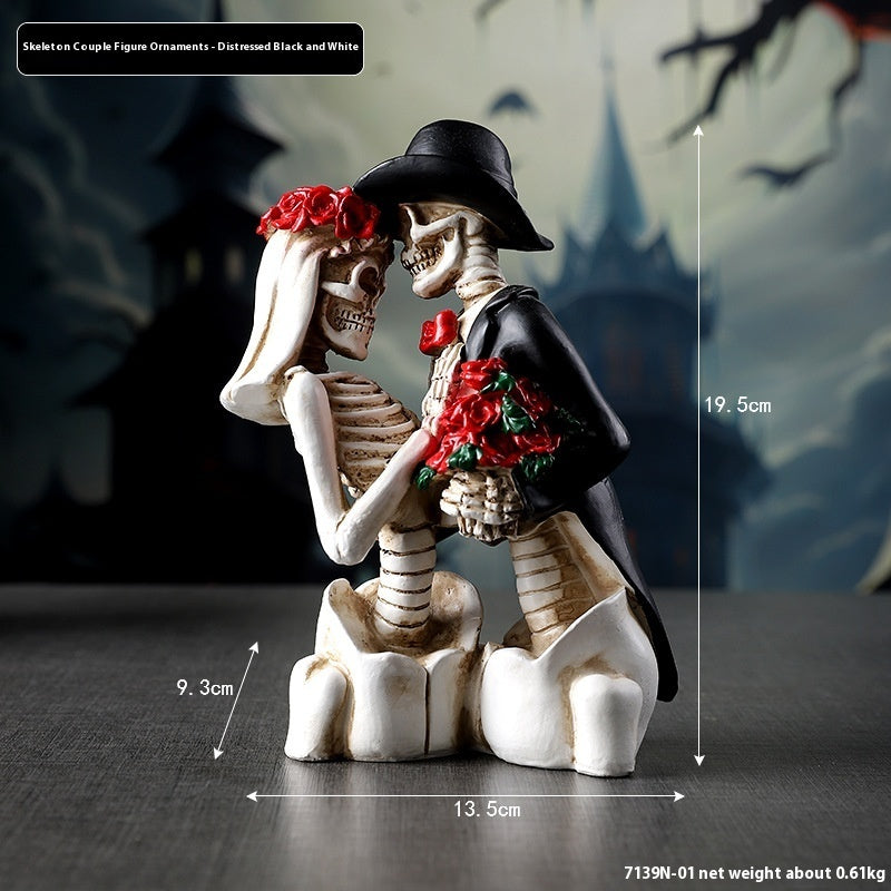 Couple Skull Resin Gothic Style Romantic Couple Ornament