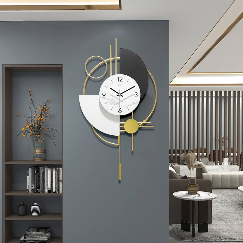 Black & White Clock With Golden Ring 16*30