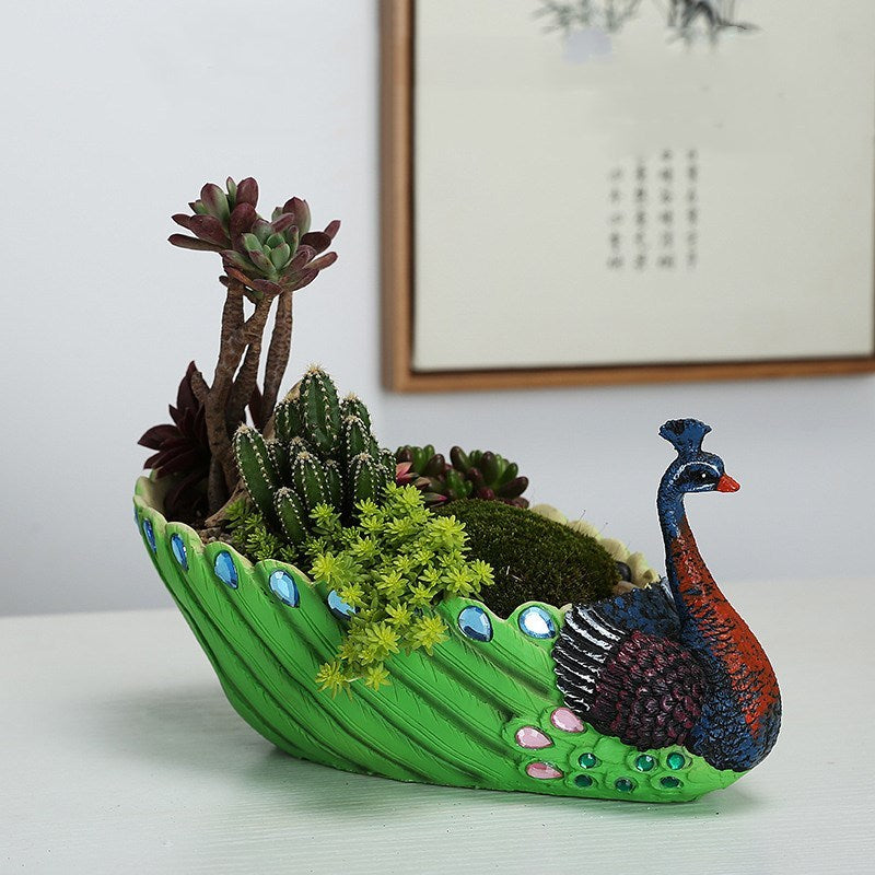 🎁 Resin medium planted succulent peacock pot (100% off)