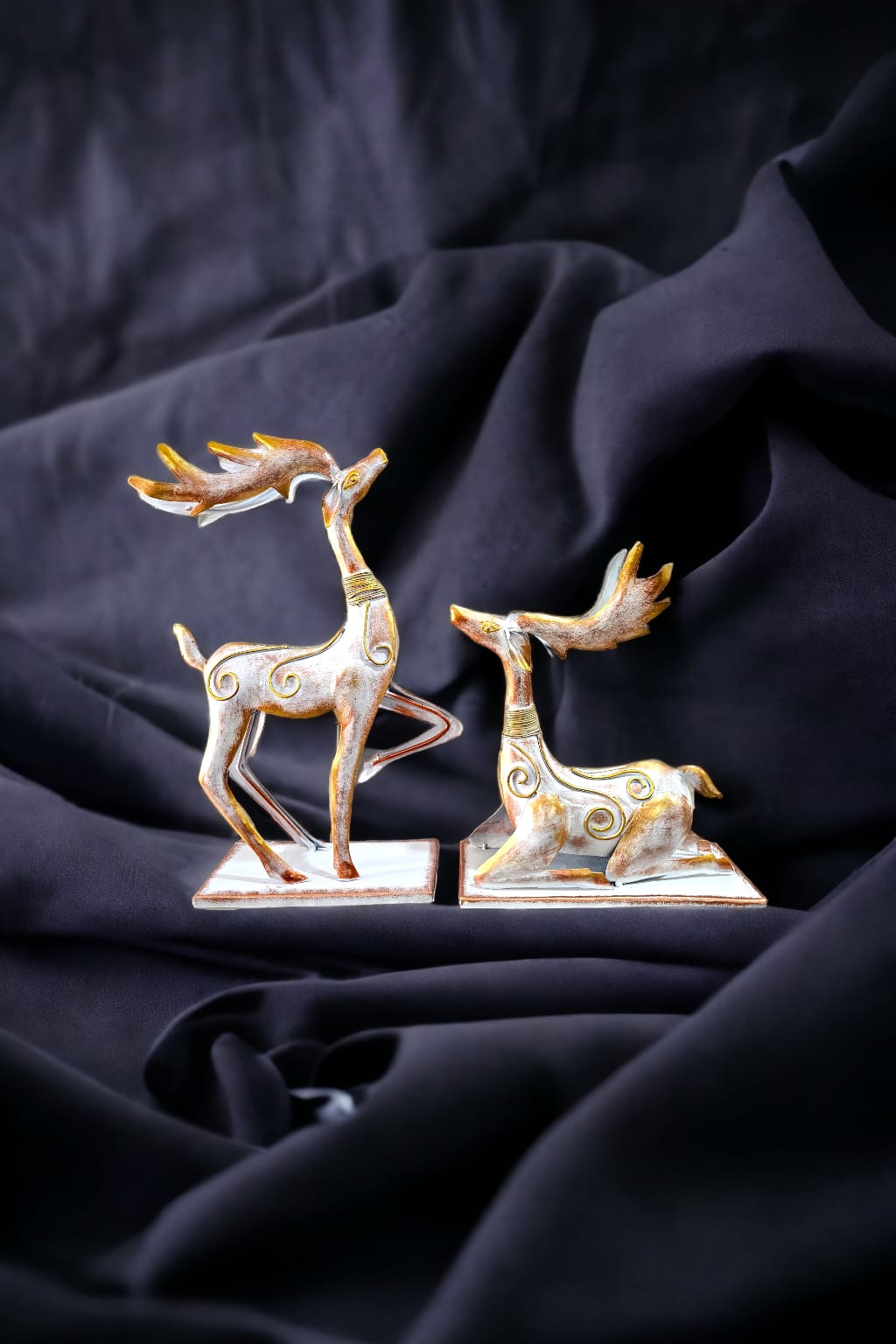 Metal Deer Pair Table Decor 19*14*5