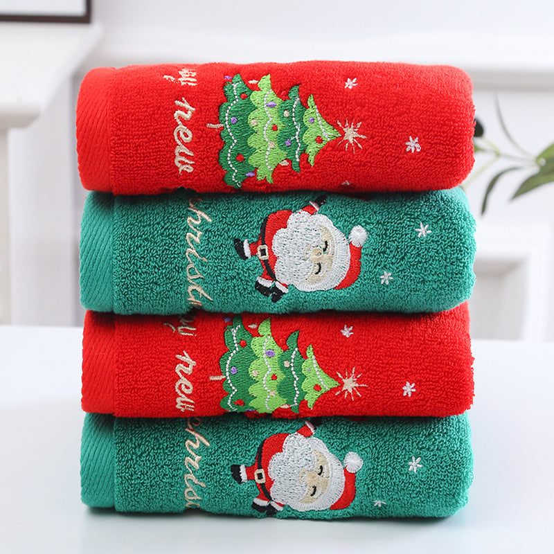 Christmas Gift Towel Cotton Face Towel Santa Claus