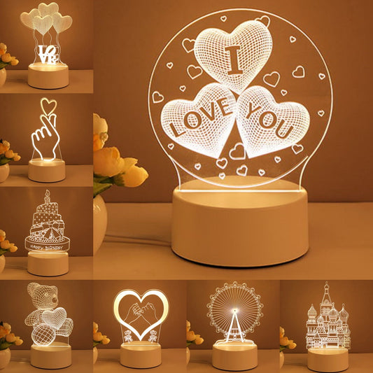 3D Lamp Acrylic USB LED Night Lights Neon Sign Lamp Home Decorations For Room Decor Valentines Day Gifts