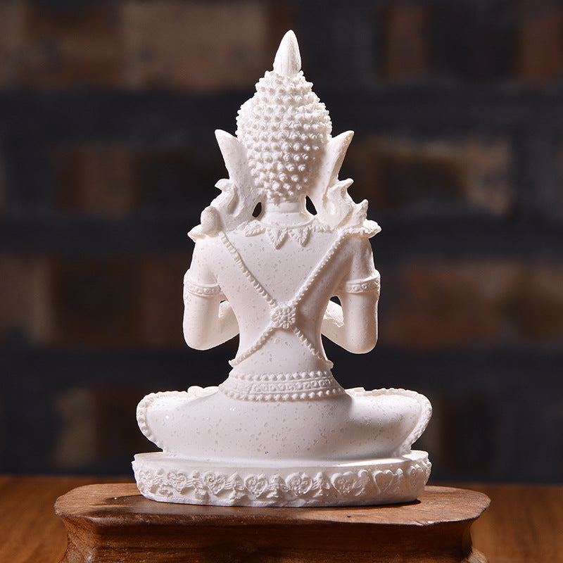 Home Sandstone Small Sitting Buddha Resin Crafts Ornaments