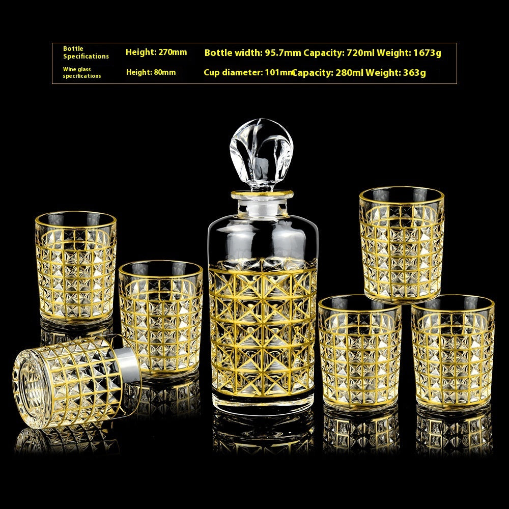 Glass Bottle Wine Glass Household Whiskey Shot Glass Shot Glass Wine Set Suit