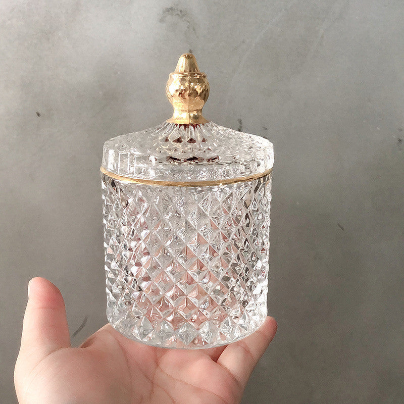 🎁 Luxury Gold Painted Glass Sugar Bowl With Lid Glass Candle Cup (100% off)