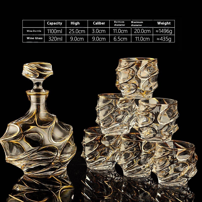 🎁 Luxury Gold Whiskey Shot Glass Wine Bottle Stainless Steel Rotating Cup Holder Gift Set Crystal Glass Wine Glass (100% off)