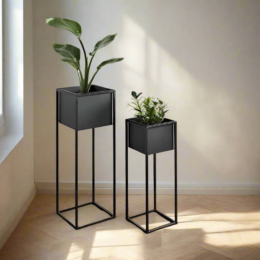 Square Metal Planter Set with Stand 92*71