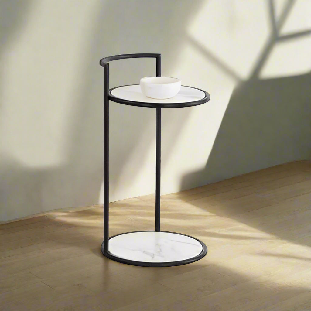 Marble Iron Side Table 24*9