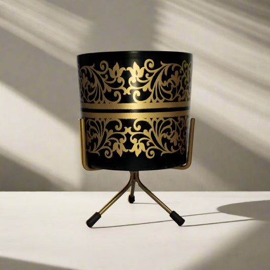 Diamond Shape Planter With Golden Color Stand 13*13*16