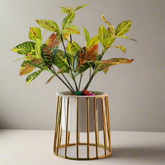 Cylinder Planter With Golden Color Stand 10*10*13