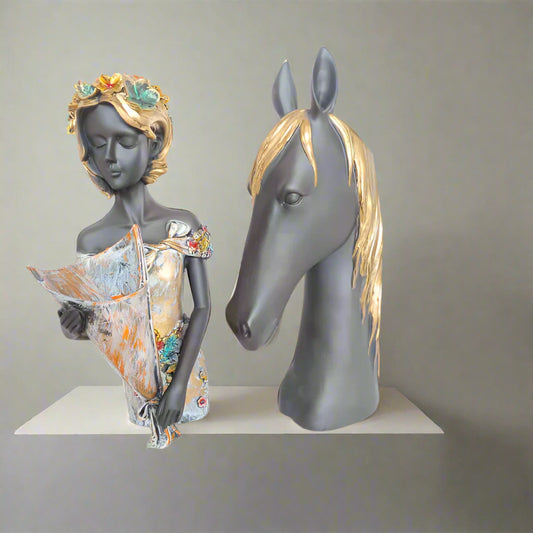 Girl With Horse Decor 6*5*14