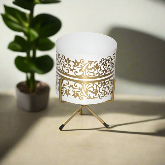 Diamond Shape Planter With Golden Color Stand 13*13*16*2