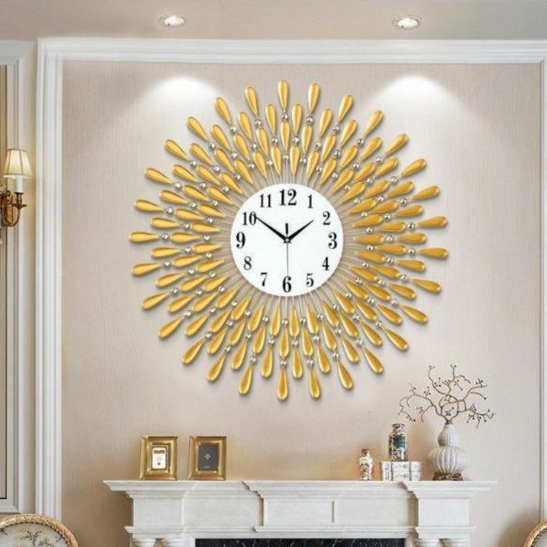 Golden Color Crystal Wall Clock 24*24