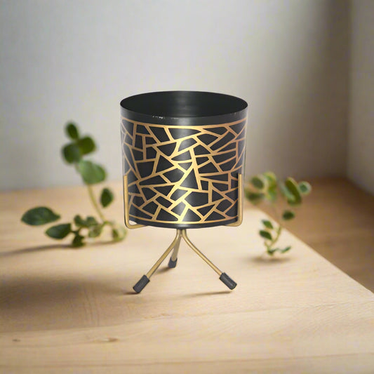 Diamond Shape Planter With Golden Color Stand 13*13*16*1