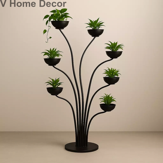 Akasha Bloom Planter – Freestanding Botanical Sculpture with 7 Arched Stems (6.5 ft)