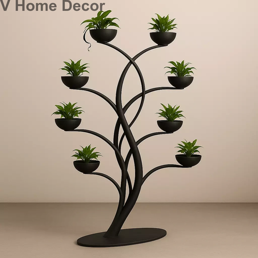 Orbité Axis Planter – 9-Arm Asymmetrical Orbit Sculpture in Forged Iron (6.5 ft)