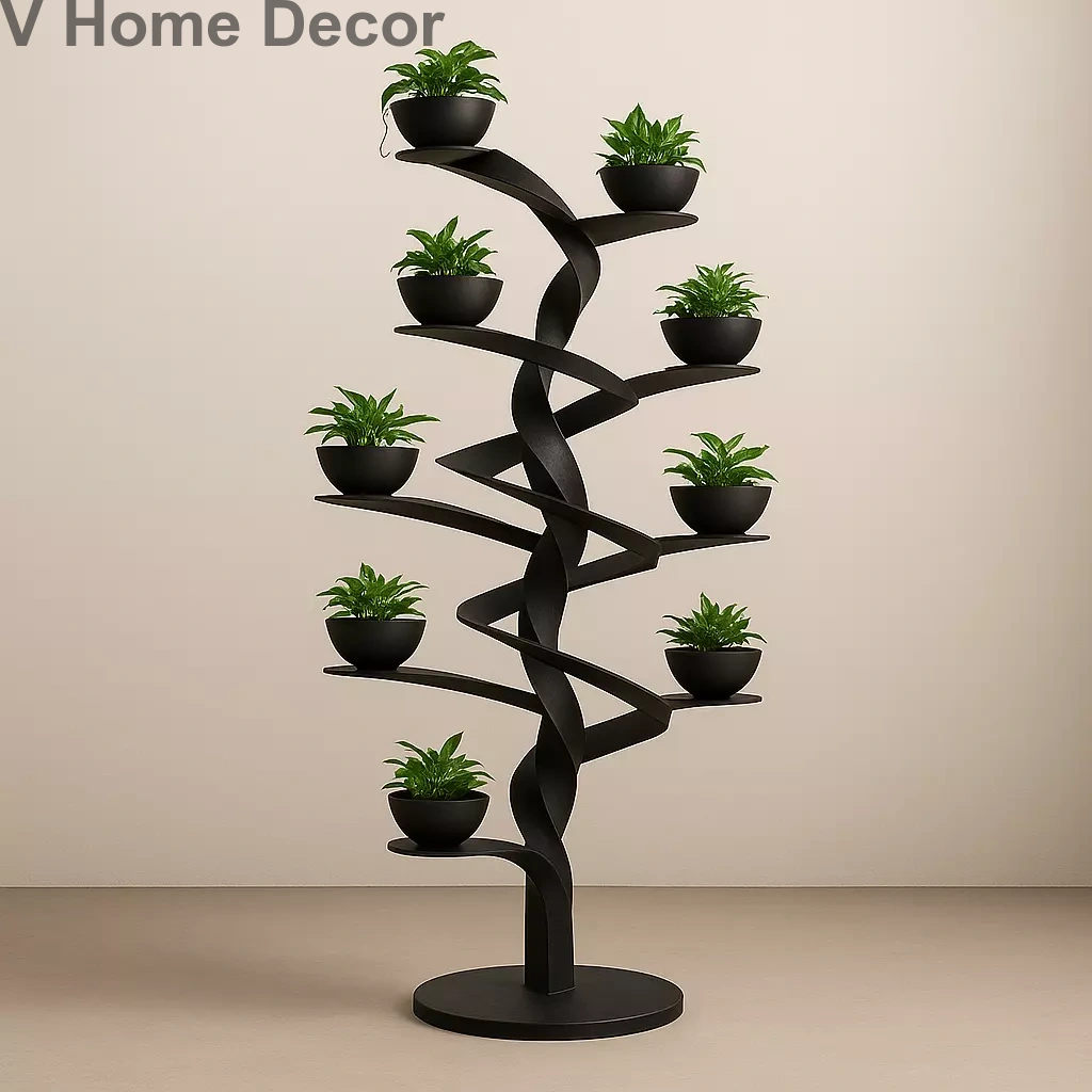 Helix Drift Planter – Spiraling Botanical Sculpture with 10 Floating Cradles (7 ft)