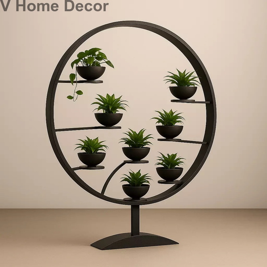 Vyom Loop Planter – Floating Ring Sculpture with 9 Inward-Facing Planters (6.5 ft)