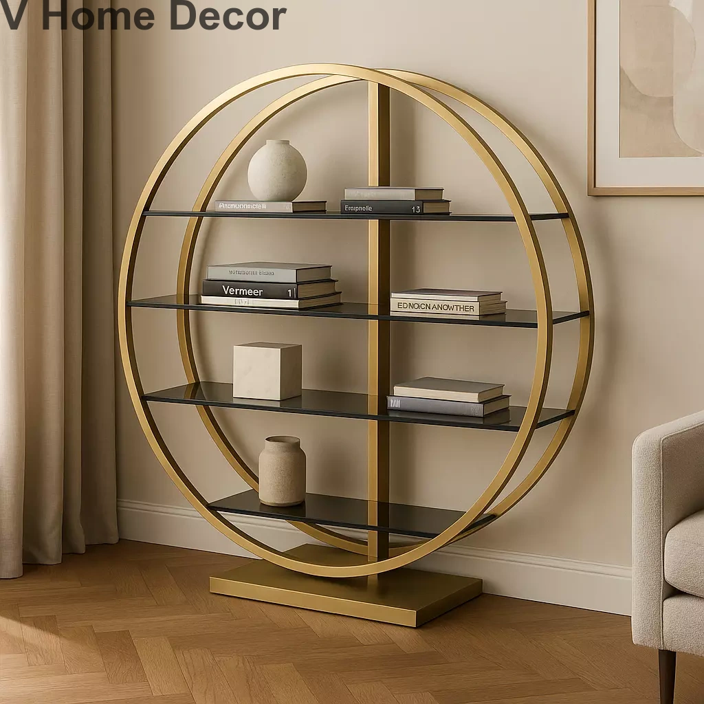 Halo Arc Luxury Stainless Steel Rack – Sculptural Semi-Circle Display Shelf (66” H × 48” L × 14” D)
