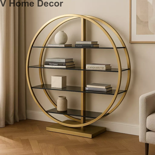 Halo Arc Luxury Stainless Steel Rack – Sculptural Semi-Circle Display Shelf (66” H × 48” L × 14” D)
