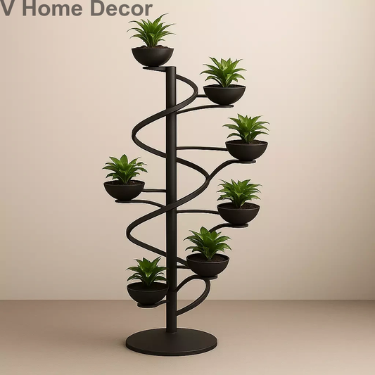 Nirvana Spiral Planter – Buddha-Inspired Vertical Spiral Sculpture with 9 Bowl Planters (6.5 ft)