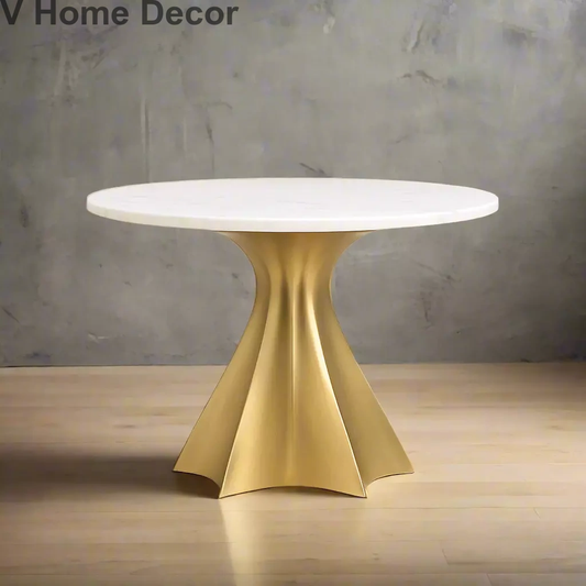 Astra Pedestal Coffee Table – Sculpted Strength in Metal & Marble