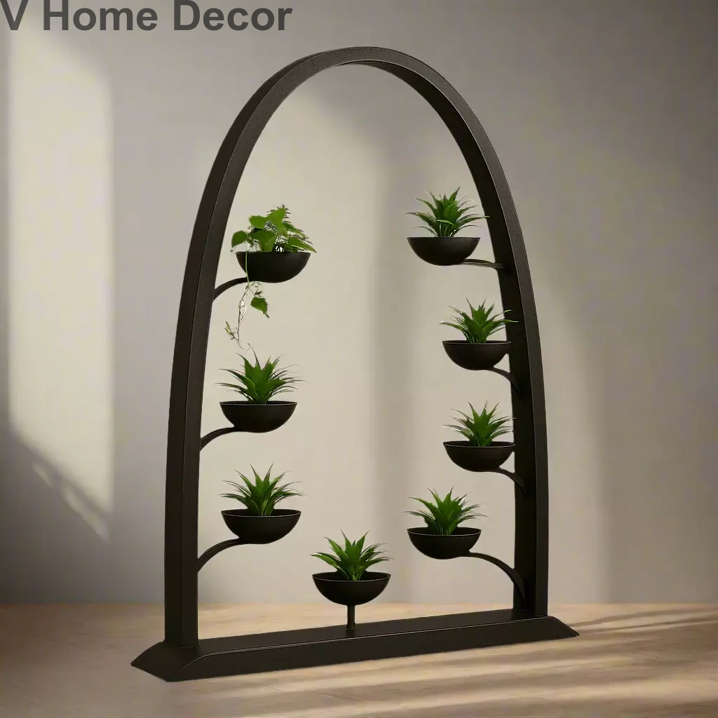 Shunyata Arch Planter – Buddha-Inspired Iron Gateway Sculpture with 8 Bowl Planters (6.5 ft)