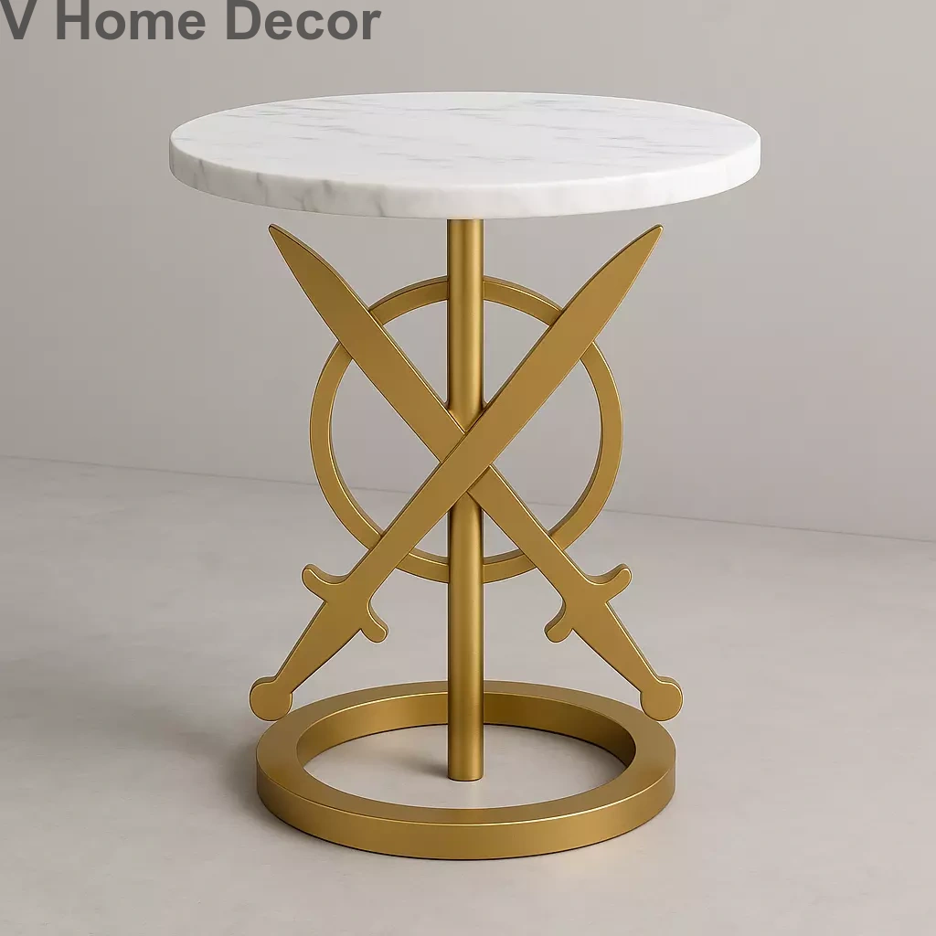 Gobind Astra Side Table (15” Marble Top) – Khanda-Inspired Sacred Pedestal