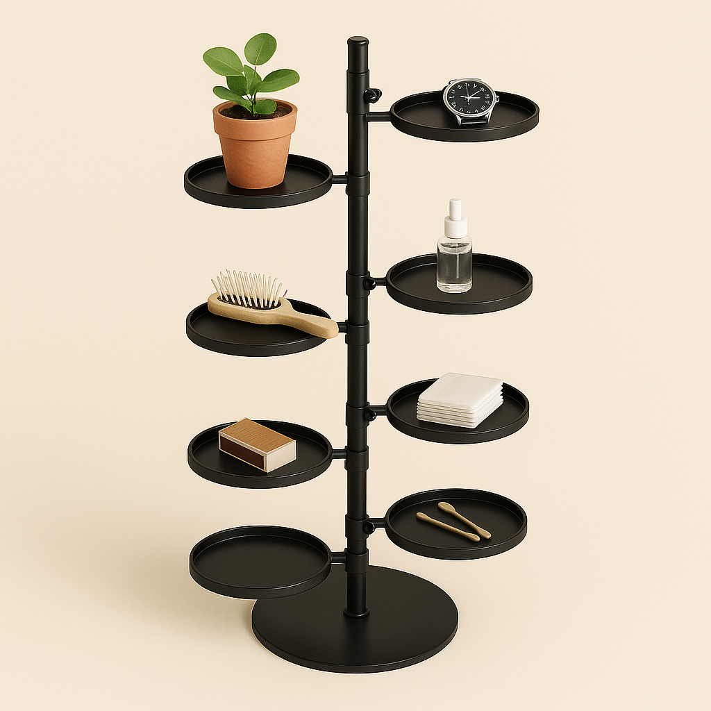 VertiRoot Utility Tower – Modular 8-Tray Iron Organizer for Plants, Storage & Display