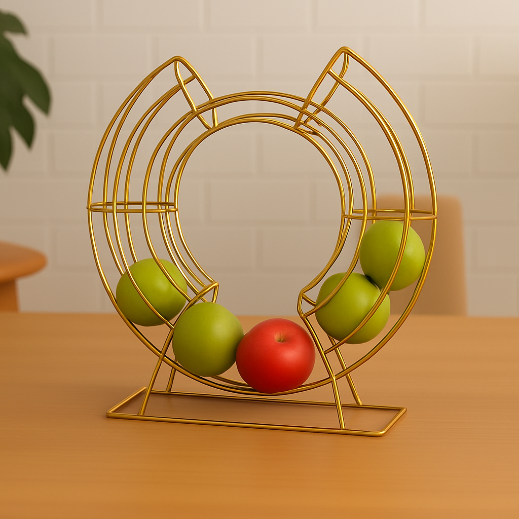 Orbit Fruit Ring – Electroplated Gold Circular Gravity Fruit Organizer