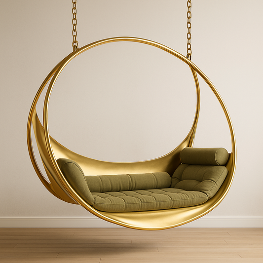 Tranquil Veil Hanging Swing with Cushions – 48-Inch Luxury Stainless Steel Jhula for Balcony or Living Room (48x24x48")