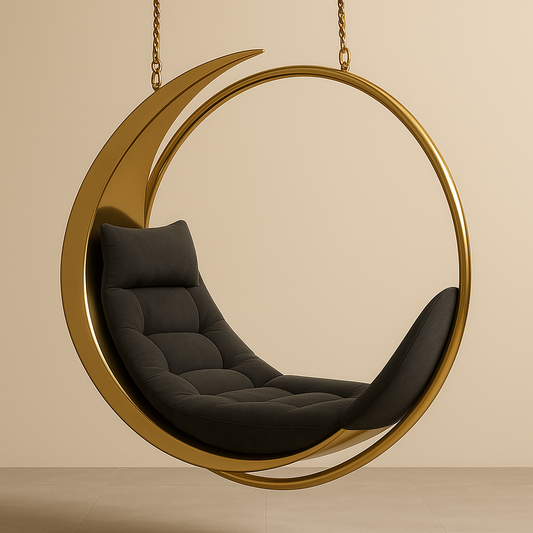 Orbit Cocoon Hanging Swing with Cushions – 48-Inch Luxury Stainless Steel Jhula for Living Room or Balcony (48x26x48")