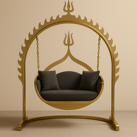 Tiruvadi Floor Swing – 60-Inch Lord Nataraja Inspired Stainless Steel Jhula with Cushions for Meditation & Living Spaces (60x30x72")