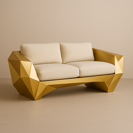 Foldwave Sofa – Origami-Inspired Stainless Steel Comfort (Made to Order)