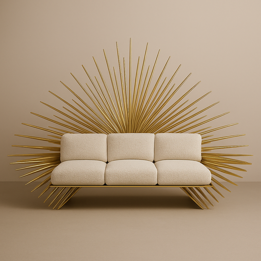 Quantum Flare Sofa – Explosive Luxury in Mirror Golden Color Metal