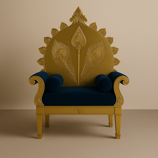 Chakra Vahanam Throne – South Indian Divinity in Satin Gold & Violet Velvet