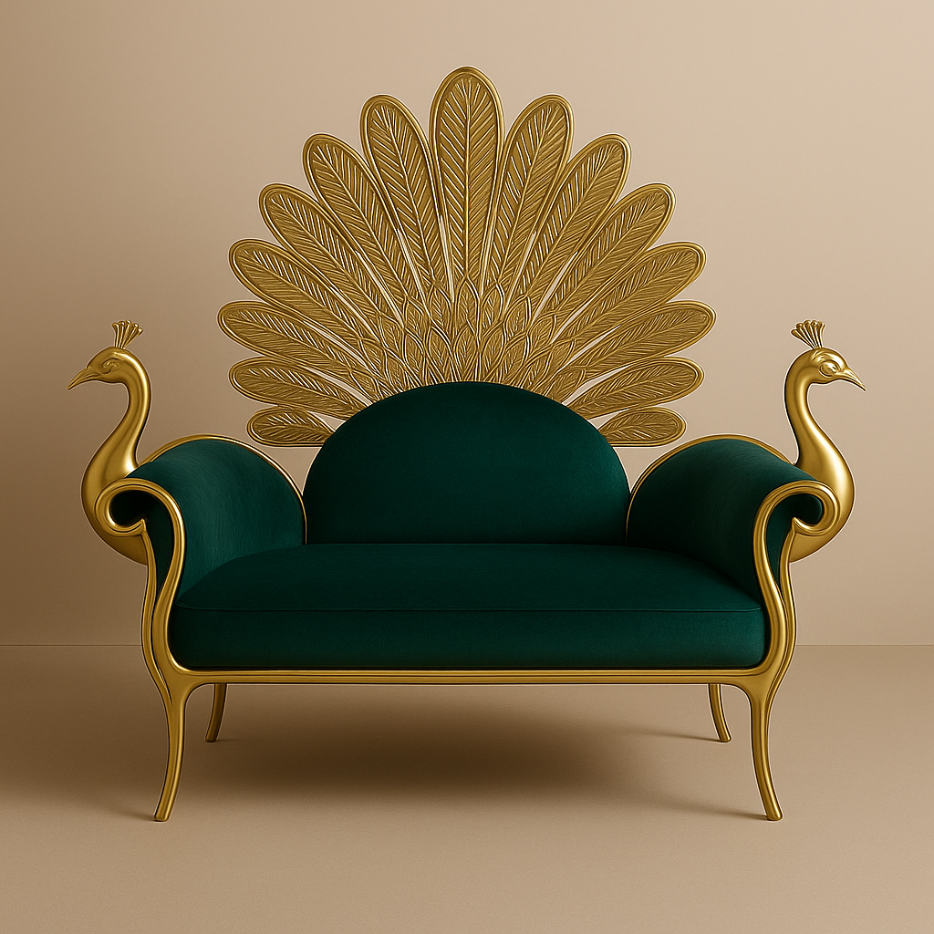 Peacock Darbar Sofa – Regal Armchair Inspired by Divine Splendor