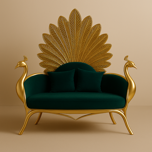 Peacock Darbar Sofa – Regal Armchair Inspired by Divine Splendor