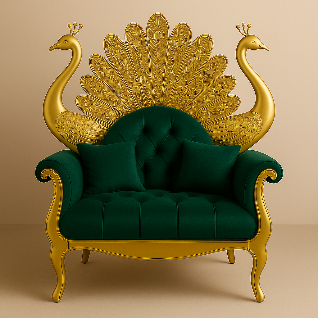 Peacock Darbar Sofa – Regal Armchair Inspired by Divine Splendor